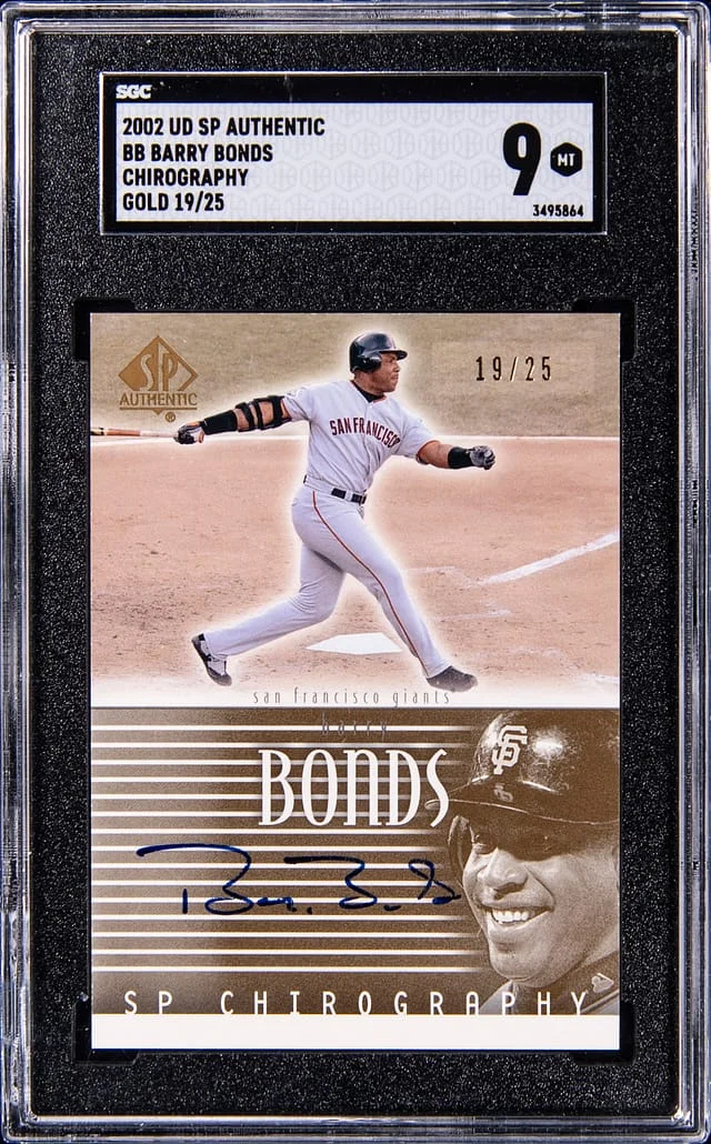 2002 Upper Deck SP Authentic Barry Bonds Chirography Gold #BB card image