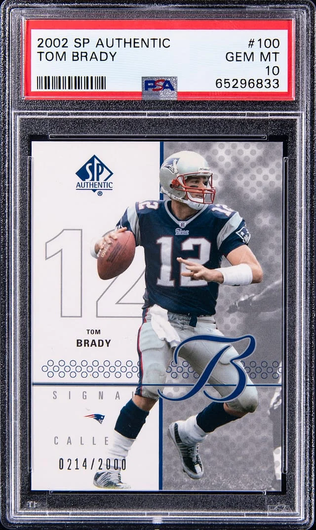 2002 Upper Deck SP Authentic Tom Brady #100 card image
