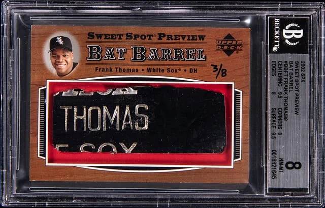 2002 Upper Deck SPx Frank Thomas Sweet Spot Preview Bat Barrel #BB-FT card image