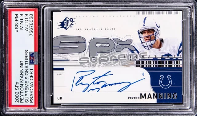 2002 Upper Deck SPx Peyton Manning Supreme Signatures #SS-PM card image