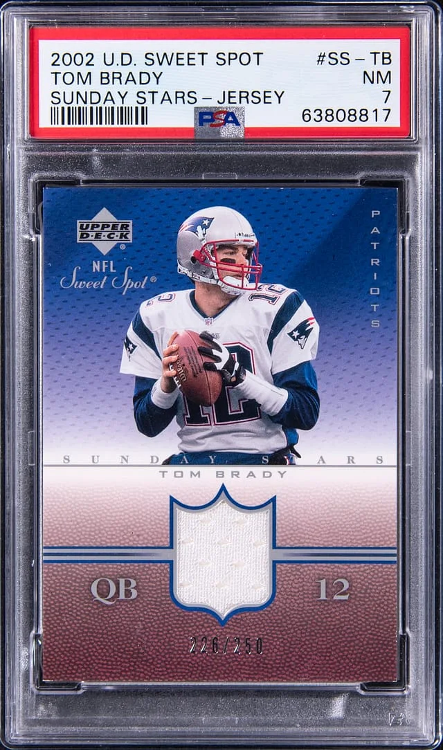 2002 Upper Deck Sweet Spot Tom Brady Sunday Stars Jersey #SS-TB card image