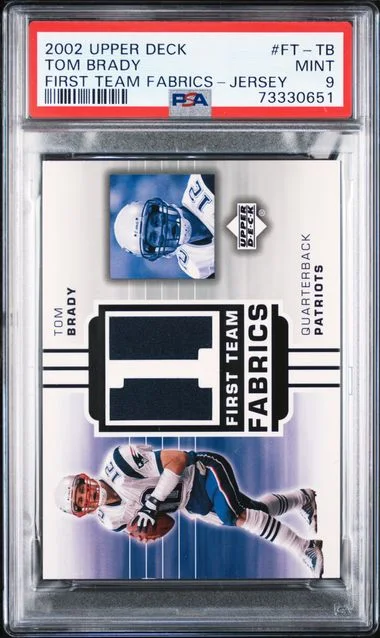 2002 Upper Deck Tom Brady Game-Used First Team Fabrics Jersey #FT-TB card image
