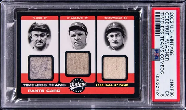 2002 Upper Deck Ty Cobb/Babe Ruth/Honus Wagner Vintage Timeless Teams Combos #HOF36 card image
