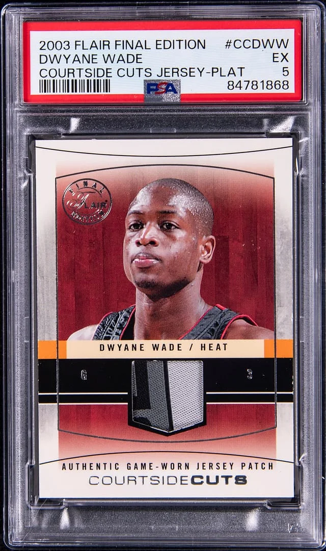 2003-04 Fleer Flair Dwyane Wade Final Edition Courtside Cuts Jersey Platinum #CC-DWW card image