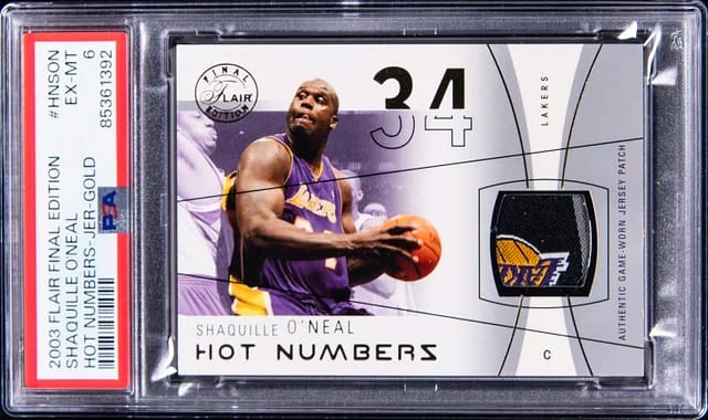 2003-04 Fleer Flair Shaquille O'Neal Final Edition Hot Numbers Jersey Gold #HNSON card image