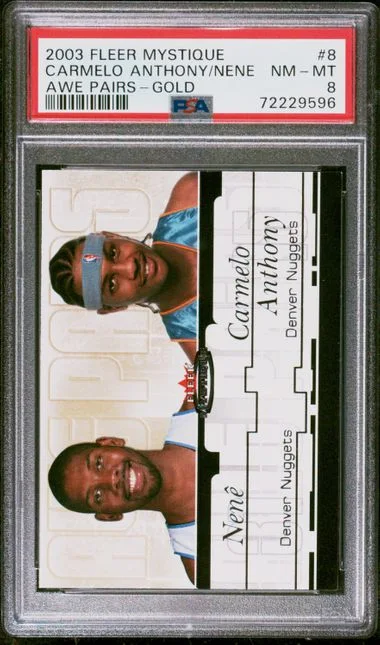 2003-04 Fleer Mystique Carmelo Anthony/Nene Awe Pairs Gold #8 card image