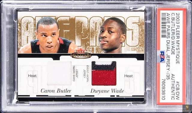 2003-04 Fleer Mystique Caron Butler/Dwyane Wade Awe Pairs Dual Jersey #AP-CB/DW card image