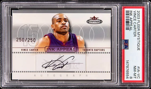 2003-04 Fleer Mystique Vince Carter Ink Appeal #IA-VC card image