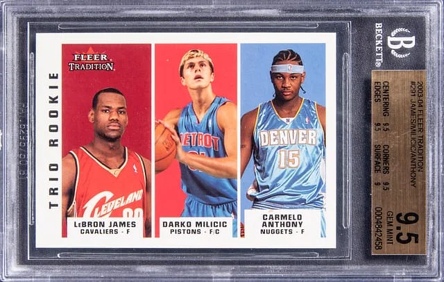 2003-04 Fleer Tradition LeBron James, Darko Milicic, Carmelo Anthony #291 card image