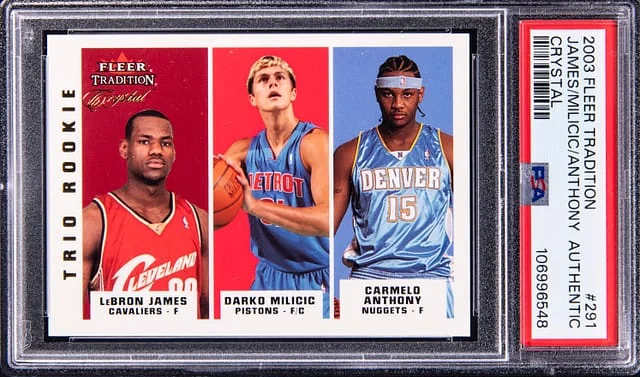 2003-04 Fleer Tradition LeBron James/Carmelo Anthony/Darko Milicic - James Jersey Number Crystal #291 card image