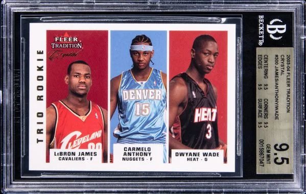 2003-04 Fleer Tradition LeBron James/Carmelo Anthony/Dwyane Wade Crystal #300 card image