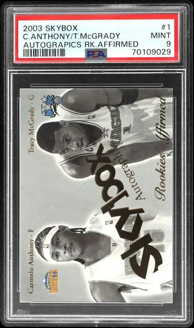 2003-04 SkyBox Autographics Carmelo Anthony /Tracy McGrady Rookies Affirmed #1 card image