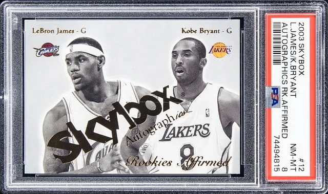 2003-04 SkyBox Autographics LeBron James/Kobe Bryant Rookies Affirmed #12RE card image