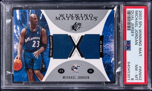 2003-04 SPx Michael Jordan Dual Game-Used Winning Materials Dual Jersey #WM42 card image