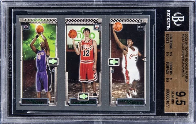 2003-04 Topps Chris Bosh, Kirk Hinrich, LeBron James Matrix #BHJ card image