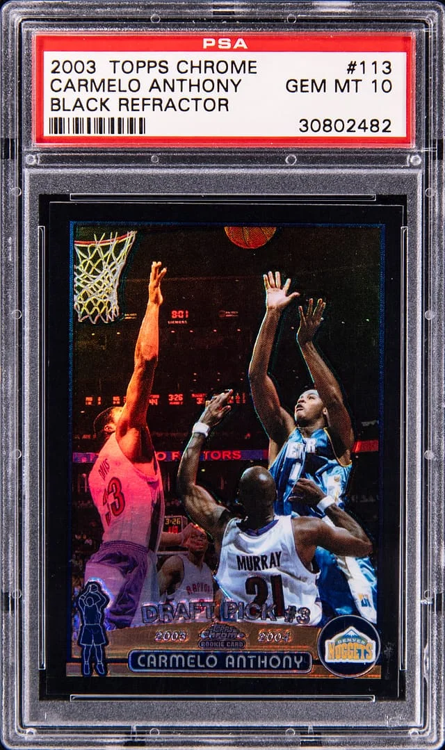 2003-04 Topps Chrome Black Carmelo Anthony Refractor #113 card image
