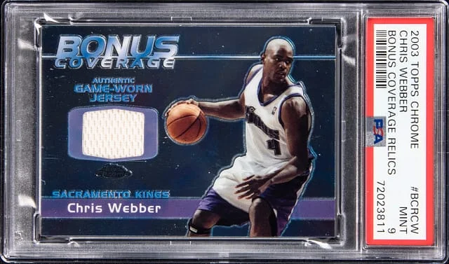 2003-04 Topps Chrome Chris Webber Bonus Coverage Relics #BCRCW card image