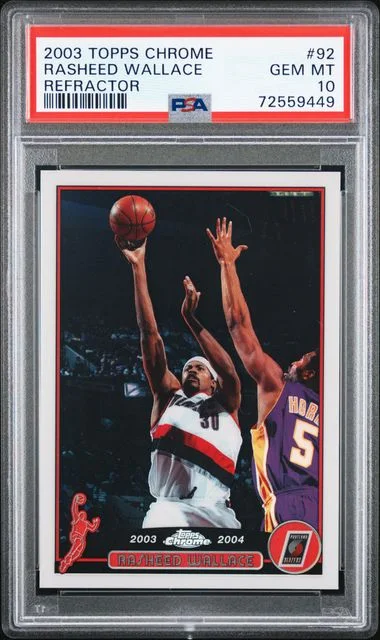 2003-04 Topps Chrome Rasheed Wallace Refractor #92 card image