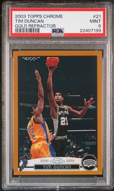 2003-04 Topps Chrome Tim Duncan Gold Refractor #21 card image