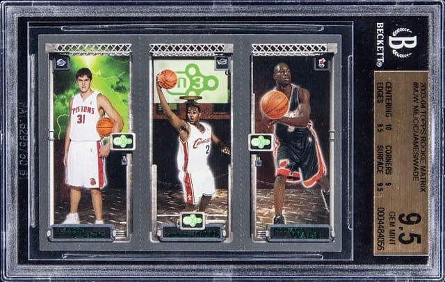 2003-04 Topps Darko Milicic, LeBron James, Dwayne Wade Matrix #MJW card image
