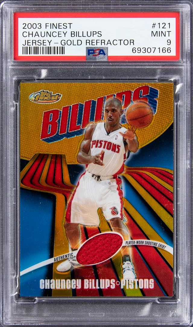 2003-04 Topps Finest Chauncey Billups Jersey Gold Refractor #121 card image
