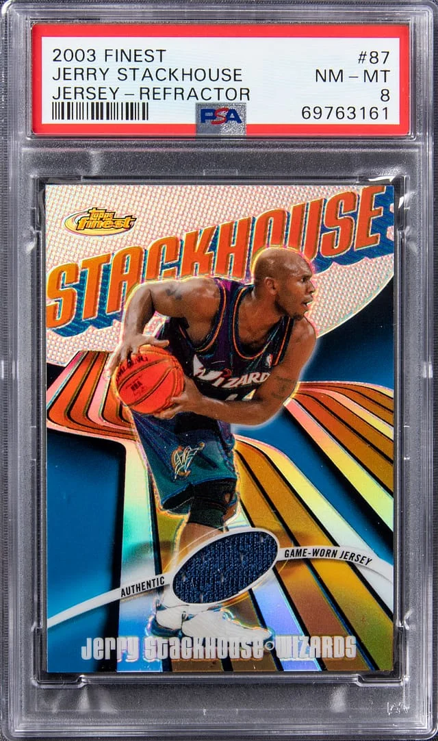 2003-04 Topps Finest Jerry Stackhouse Jersey Refractor #87 card image