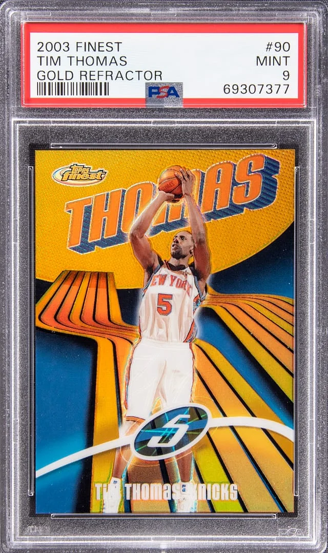 2003-04 Topps Finest Tim Thomas Gold Refractor #90 card image
