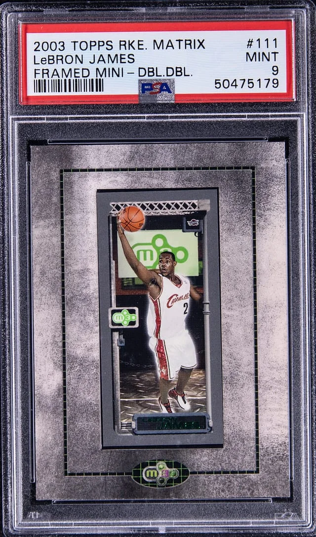 2003-04 Topps LeBron James Matrix Framed Mini Double Double #111 card image