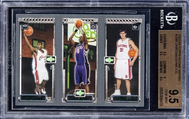 2003-04 Topps LeBron James, Chris Bosh, Darko Milicic Matrix #JBM card image