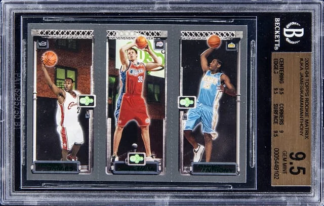 2003-04 Topps LeBron James, Chris Kaman, Carmelo Anthony Matrix #JKA card image