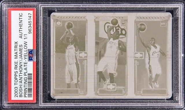 2003-04 Topps Matrix Printing Plate Yellow LeBron James/Chris Bosh/Carmelo Anthony #no-number card image