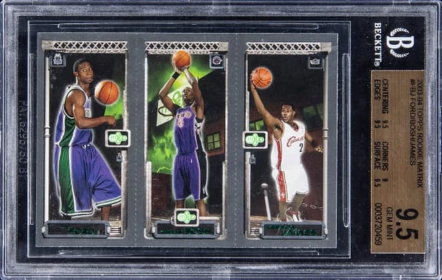 2003-04 Topps T.J Ford, Chris Bosh, LeBron James Matrix #FBJ card image