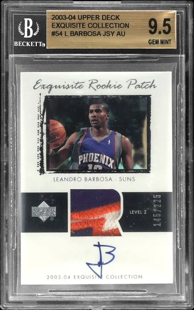 2003-04 UD Exquisite Collection Jersey Autograph Leandro Barbosa #54 card image