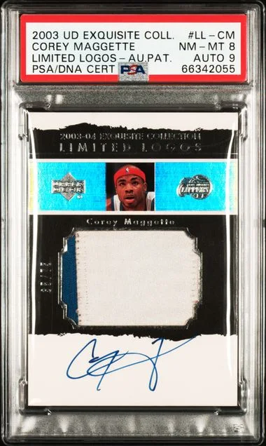 2003-04 UD Exquisite Collection Limited Logos Autograph Patch Corey Maggette #LL-CM card image