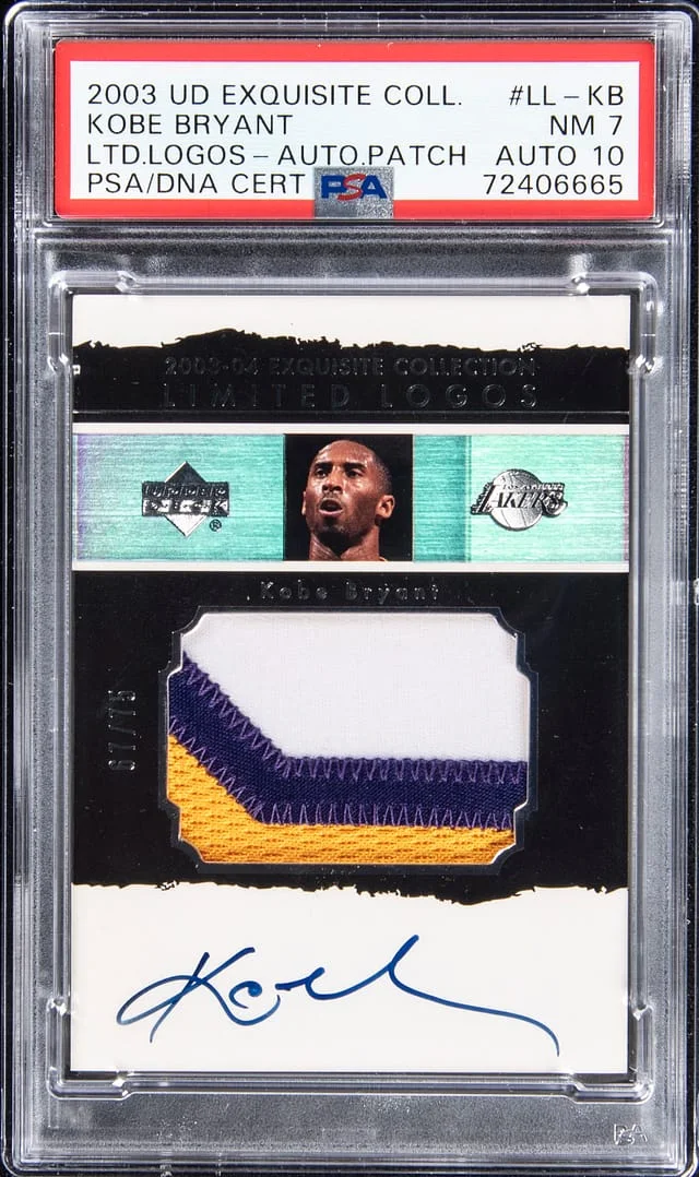 2003-04 UD Exquisite Collection Limited Logos Autograph Patch Kobe Bryant #LL-KB card image