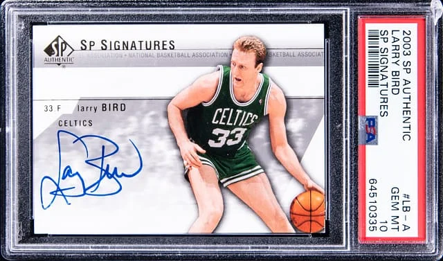2003-04 UD SP Authentic SP Signatures Larry Bird #LB-A card image
