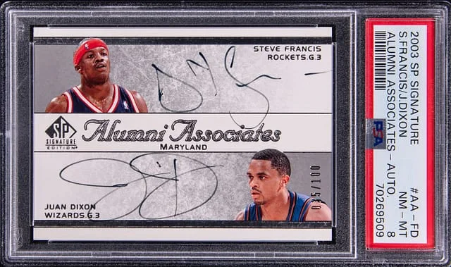 2003-04 UD SP Signature Alumni Associates Autograph Steve Francis/Juan Dixon #AA-FD card image
