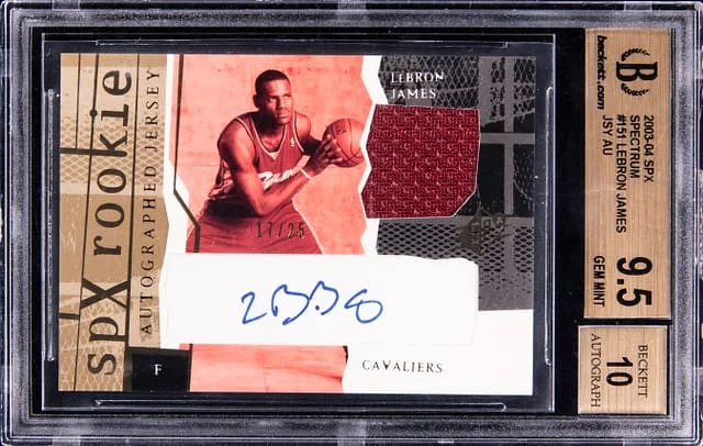 2003-04 UD SPx Spectrum Patch Autograph (RPA) LeBron James #151 card image