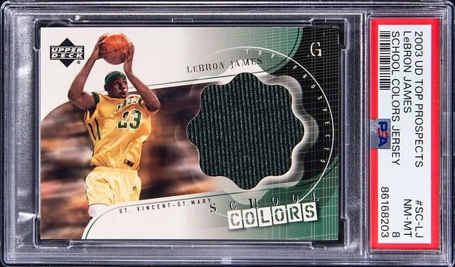 2003-04 UD Top Prospects School Colors Jersey LeBron James #SC-LJ card image