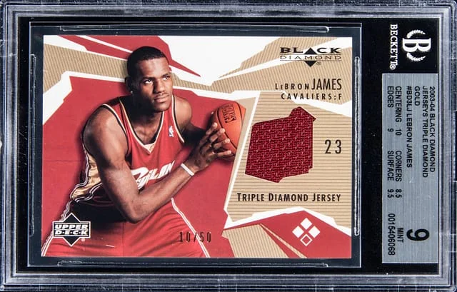 2003-04 Upper Deck Black Diamond LeBron James Triple Diamond Jersey Gold #BD3-LJ card image