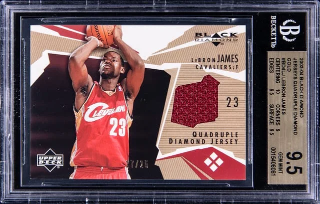 2003-04 Upper Deck Black Diamond Lebron James Quadruple Diamond Jersey #BD4-LJ card image