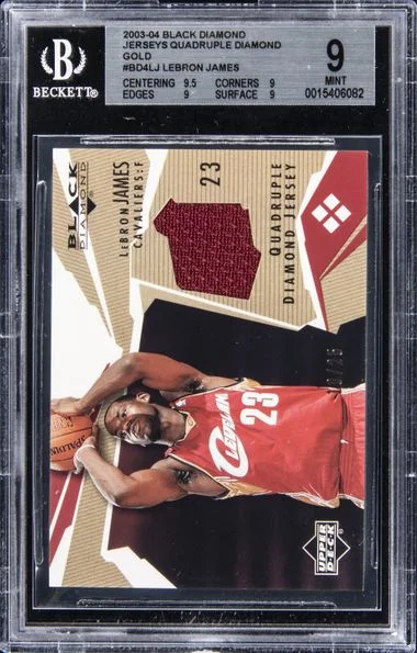 2003-04 Upper Deck Black Diamond LeBron James Jerseys Quadruple Diamond Gold #BD4LJ card image