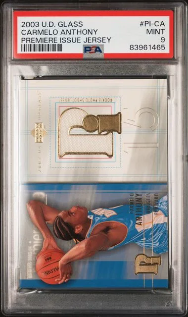 2003-04 Upper Deck Carmelo Anthony Glass Premiere Issue Jersey #PI-CA card image