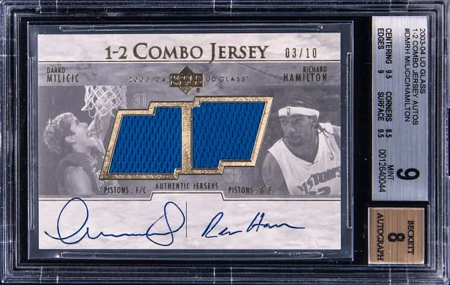 2003-04 Upper Deck Darko Milicic/Richard Hamilton Glass Combo Jersey Autographs #DMRH card image