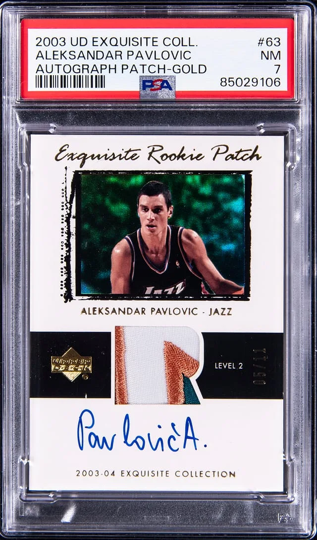 2003-04 Upper Deck Exquisite Collection Aleksandar Pavlovicv Autograph Patch Gold #63 card image