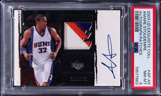 2003-04 Upper Deck Exquisite Collection Amare Stoudemire Autograph Patches #AP-AS card image