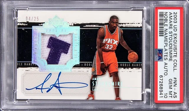 2003-04 Upper Deck Exquisite Collection Amare Stoudemire Noble Nameplates Autograph #NN-AS card image