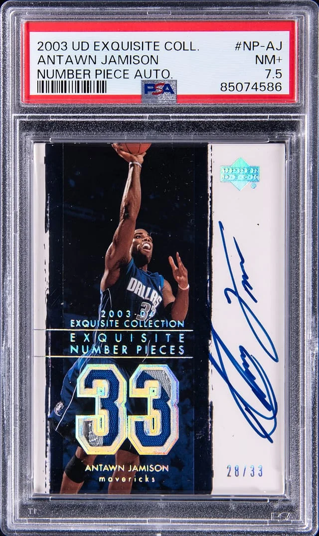 2003-04 Upper Deck Exquisite Collection Antawn Jamison Number Piece Autograph #NP-AJ card image