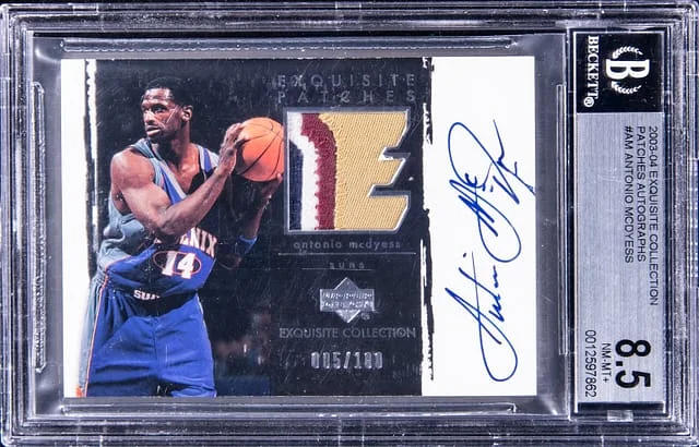 2003-04 Upper Deck Exquisite Collection Antonio McDyess Patches Autographs #AP-AM card image