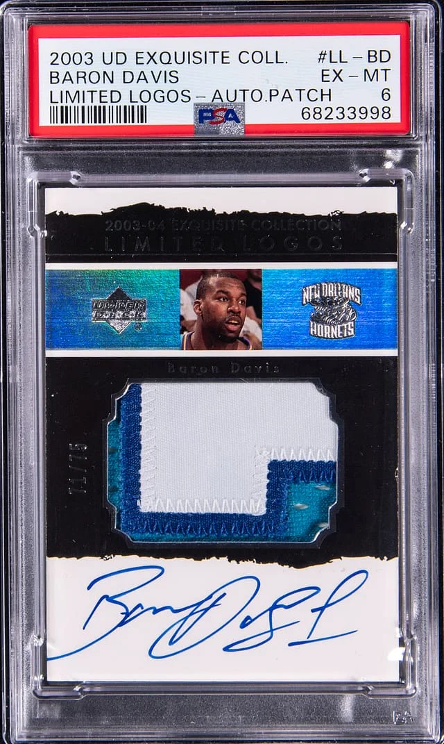 2003-04 Upper Deck Exquisite Collection Baron Davis Limited Logos Autograph Patch #LL-BO card image